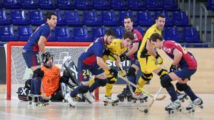 Acción del encuentro entre Barça y Noia