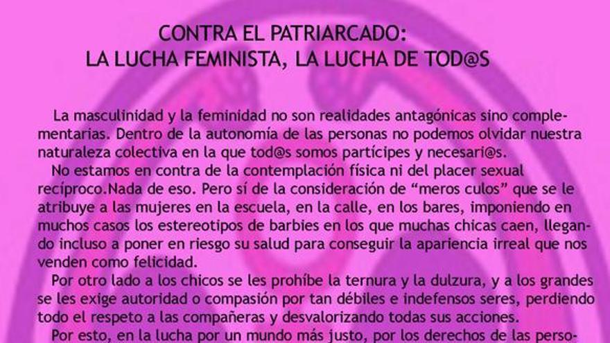 Manifiesto &#039;Contra el patriarcado, lucha feminista. La lucha de tod@s&#039;.