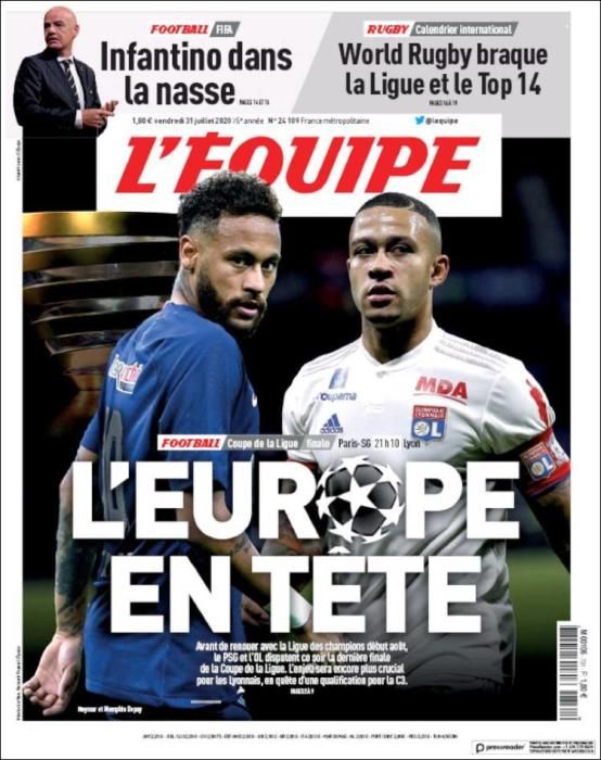 Portada L'ÉQUIPE viernes 31 julio 2020