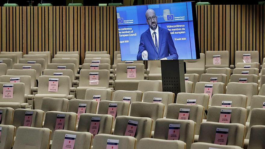 El president del Consell Europeu, Charles Michel, ahir en una conferència telemàtica.