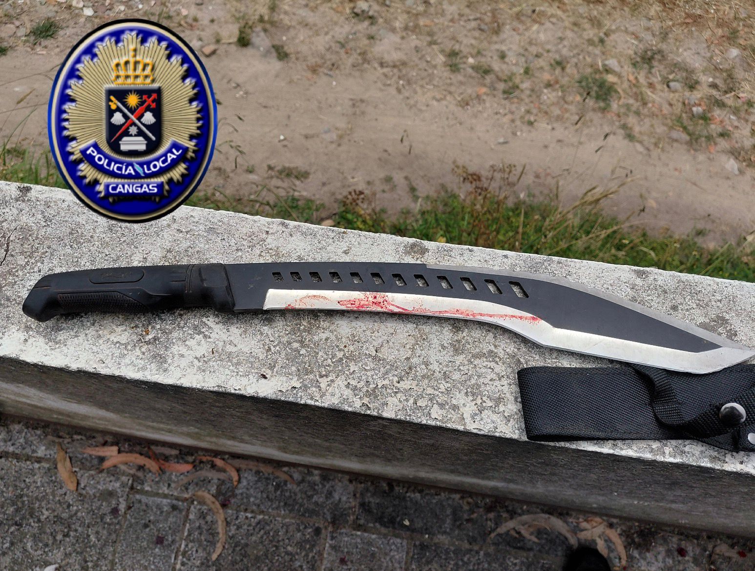 El machete utilizado en la agresión en la riña familiar en Cangas.