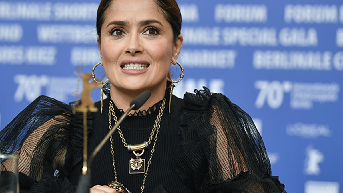 Salma Hayek en rueda de prensa en Berlin