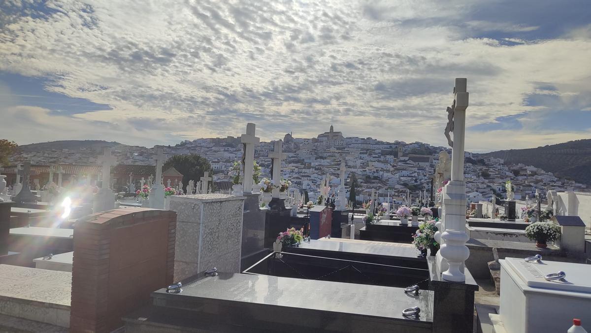 Vista del casco histórico de Baena desde el cementerio.