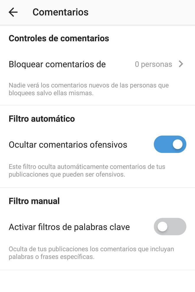 instagram bloquea los comentarios ofensivos