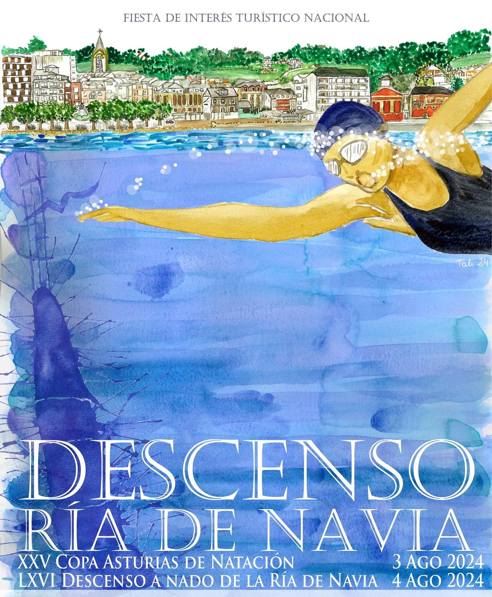 Cartel del LXVI  Descenso a Nado de la Ría de Navia.