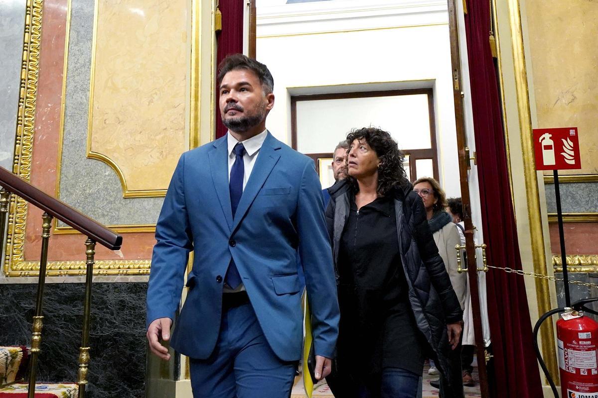 Gabriel Rufián, a su llegada al Congreso para el debate de investidura de Pedro Sánchez