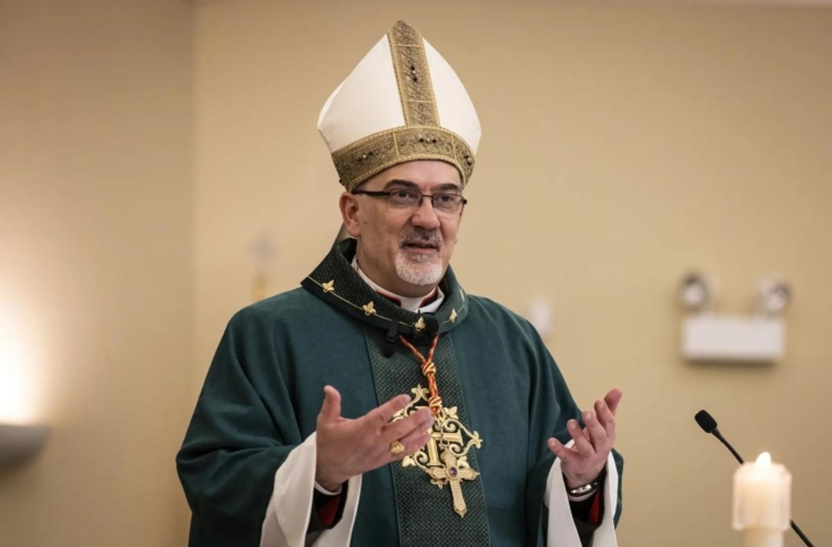 El cardenal Pizzaballa en una conferencia.
