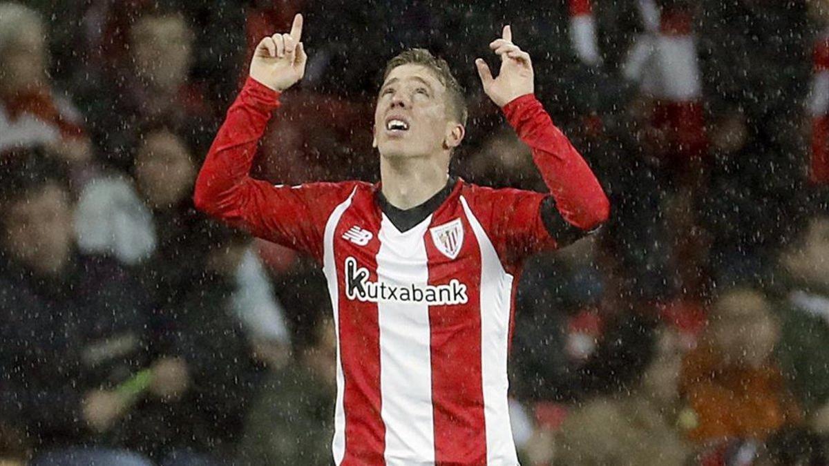 Muniain celebra su quinto tanto de la temporada con el Athletic