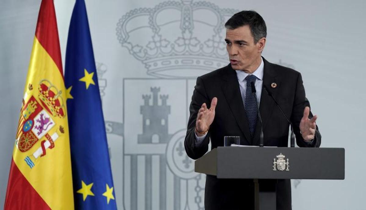 Pedro Sánchez, presidente del Gobierno durante la comparecencia ofrecida en Moncloa después del acuerdo con Junts.