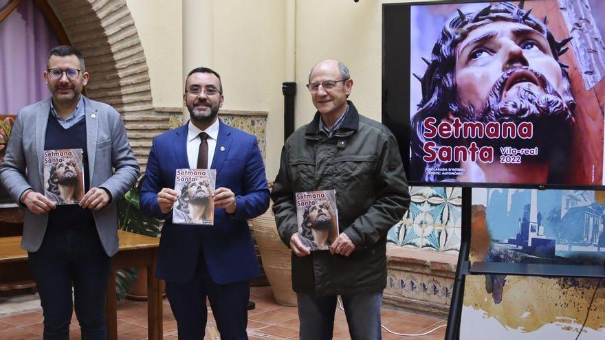 El concejal Vila, el alcalde Benlloch, y el presidente de la Junta Central, Pascual Sanz, han presentado la programación de la Semana Santa de este año.