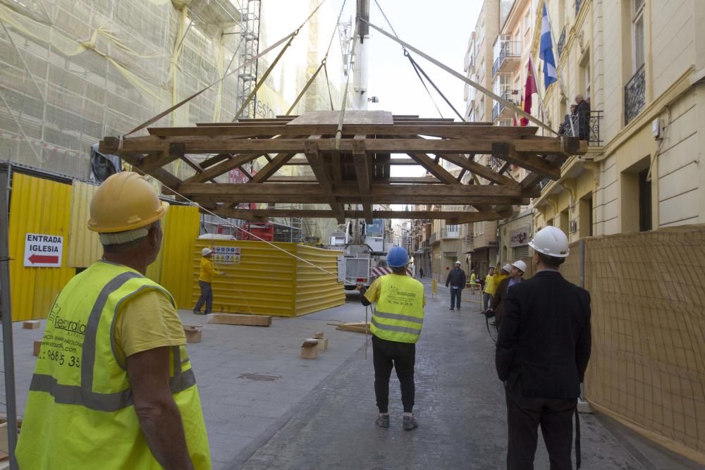 Montaje de la estructura de la bóveda del campanario de la Iglesia Santa María de Gracia de Cartagena