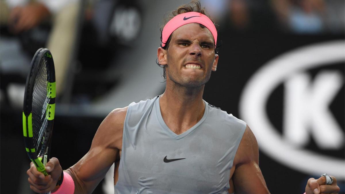 Rafa Nadal celebra su triunfo sobre Schwartzman en el Open de Australia 2018