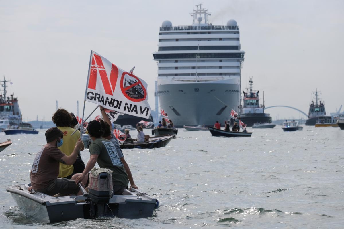 Protesta contra los grandes cruceros en Venecia