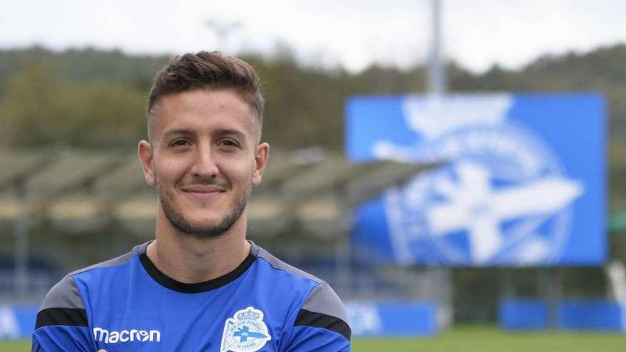 Borja Galán, ayer en la ciudad deportiva tras el entrenamiento del Fabril.