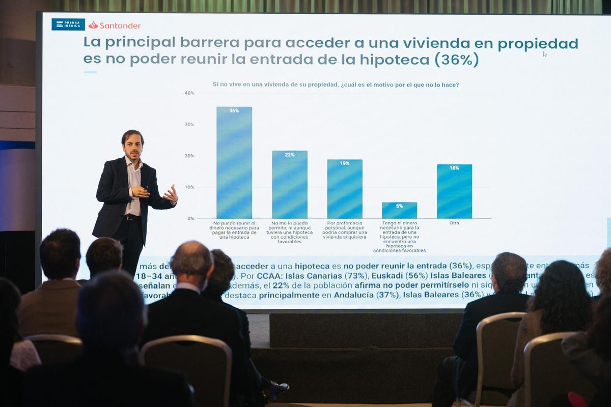 Ramón Mateo, coordinador del Observatorio Social de la Vivienda de Prensa Ibérica y socio y director de Análisis e Impacto Regulatorio en beBartlet durante la ponencia ‘El Observatorio Social de la Vivienda Prensa Ibérica-Banco Santander: una metodología para una prioridad de Estado’