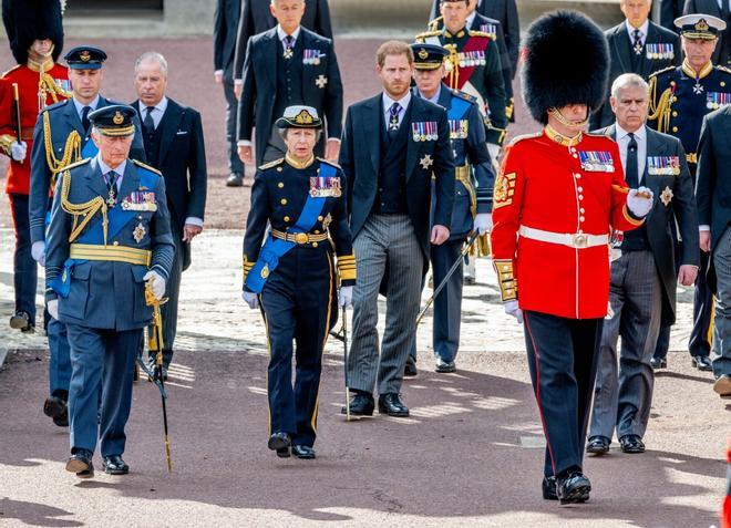 Miembros de la Corona británica en el cortejo fúnebre de la reina Isabel II