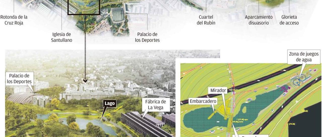 El plan de Santullano cambia el puente de Ángel Cañedo por una pasarela peatonal