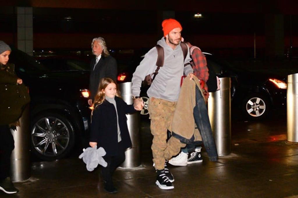 La familia Beckham en el aeropuerto de Nueva York
