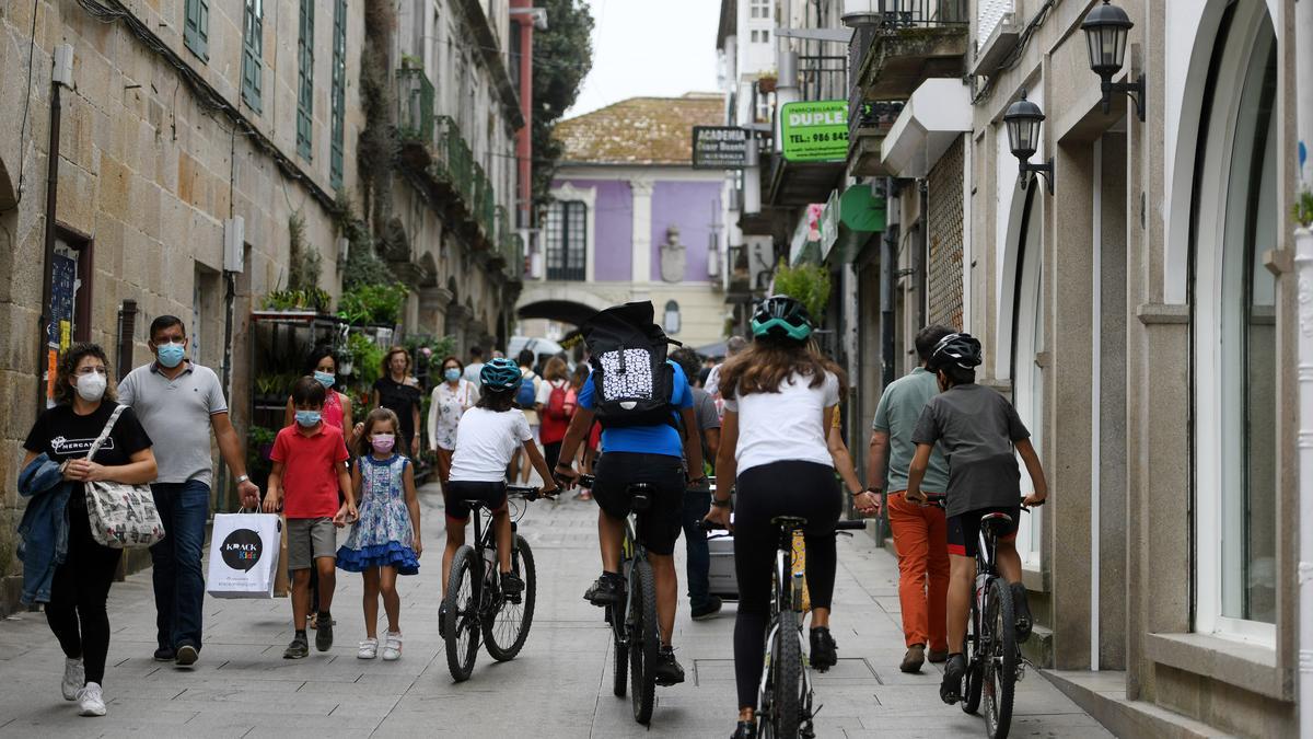 Una calle peatonal de Pontevedra.