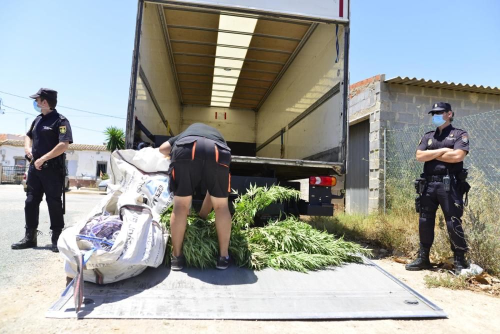 Policías actúan en la finca de El Palmero.