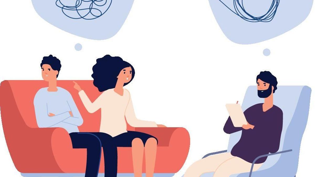 En la ilustración, una pareja en terapia
