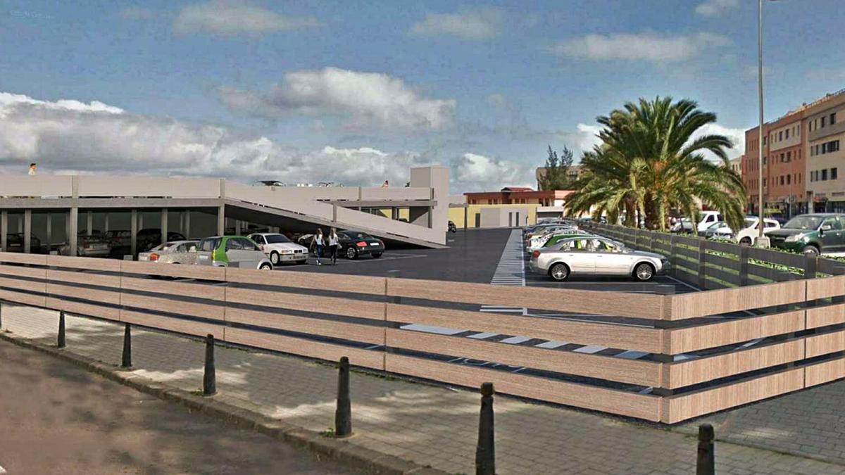 Infografía del próximo aparcamiento con que contará la zona de Arnao, en la calle Roque . | | LP/DLP