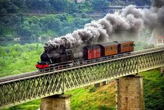 Un tren a vapor hacia el árbol de Navidad más grande de Portugal