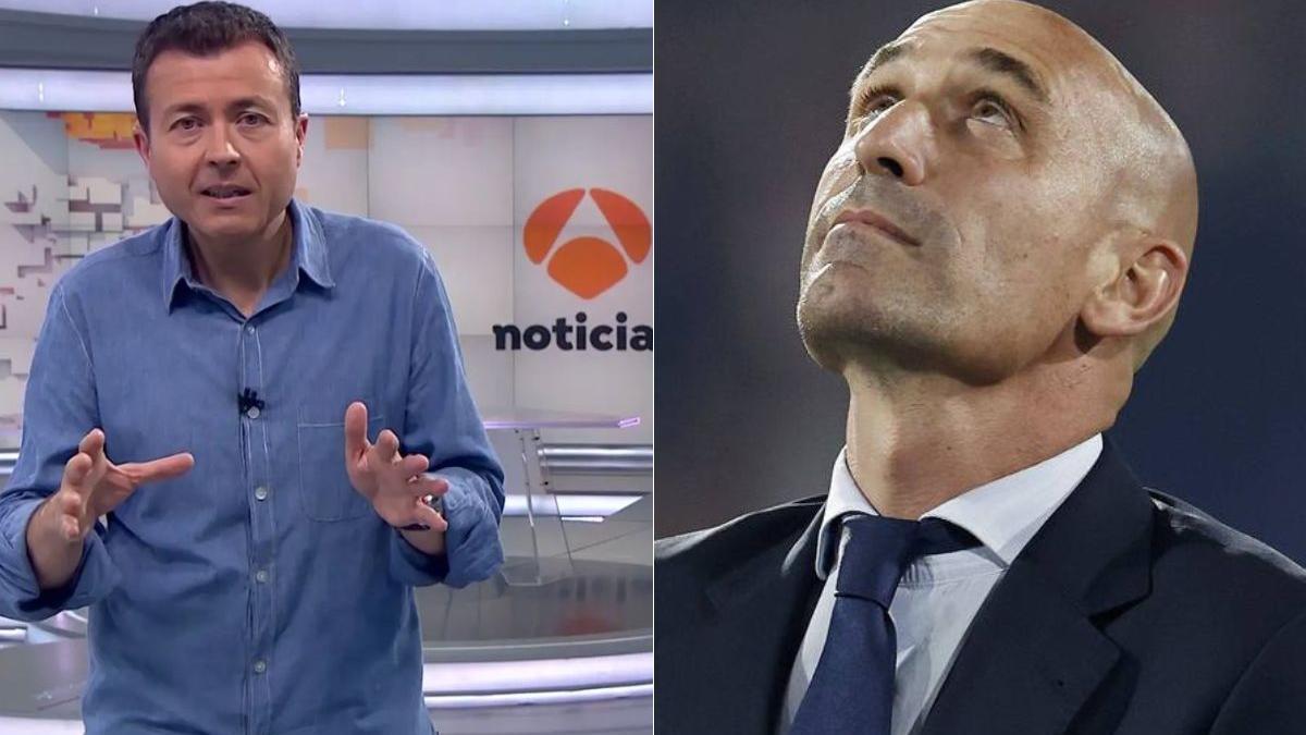 El presentador murciano Manu Sánchez y Luis Rubiales.