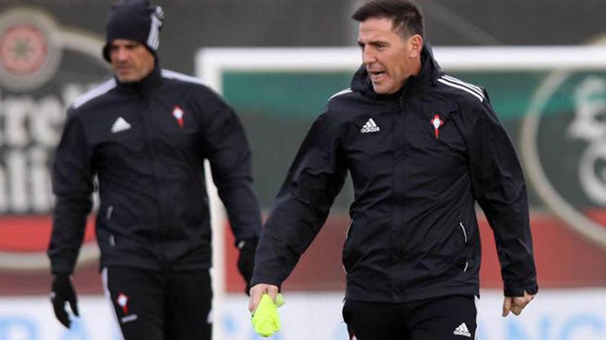 Berizzo, ayer, en el entrenamiento en A Madroa. // Ricardo Grobas