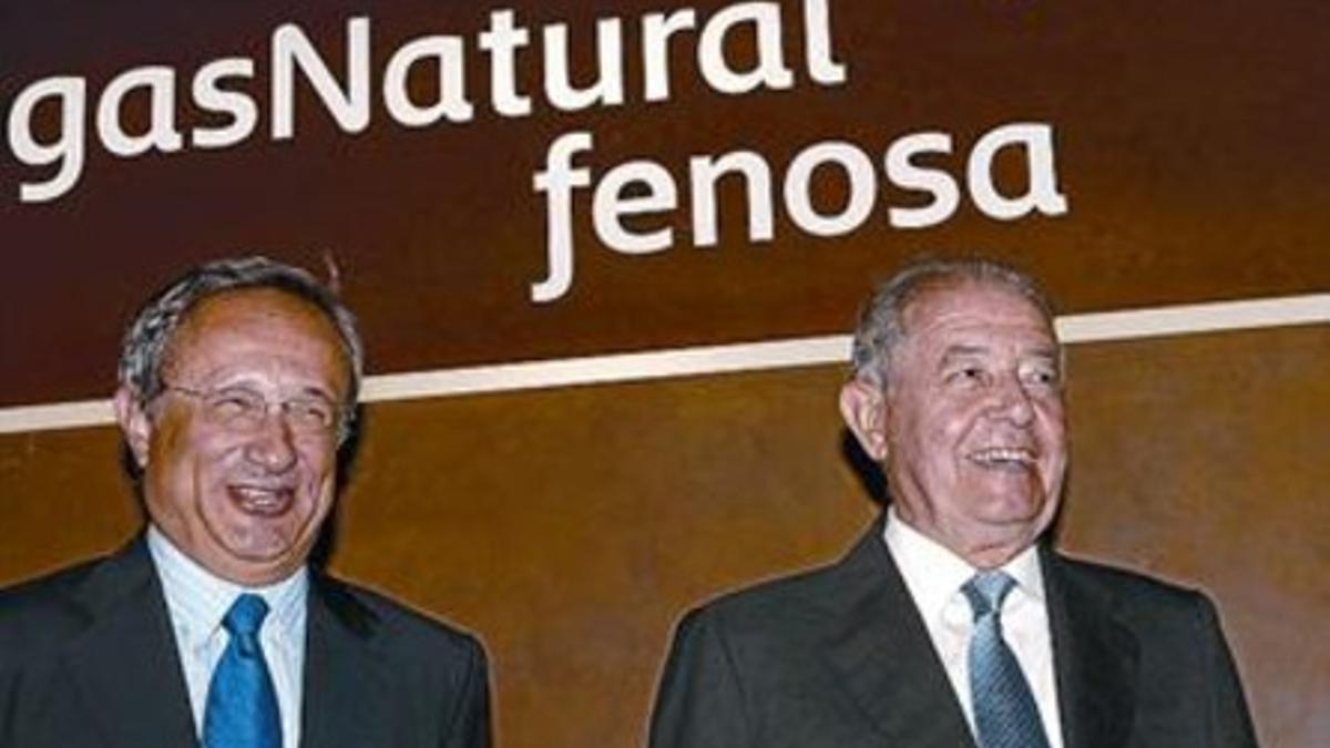 El presidente de Gas Natural, Salvador Gabarró (derecha), y el consejero delegado, Rafael Villaseca, en julio pasado.