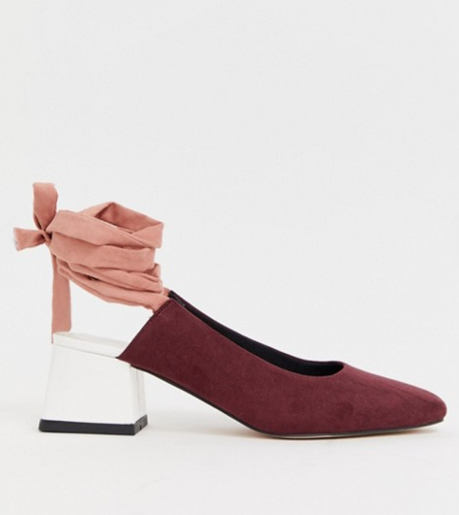 Zapatos bicolor atados al tobillo de Asos Design