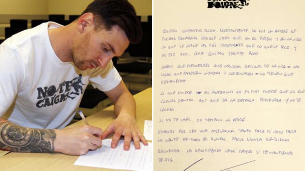 Messi escribió ayer este manuscrito