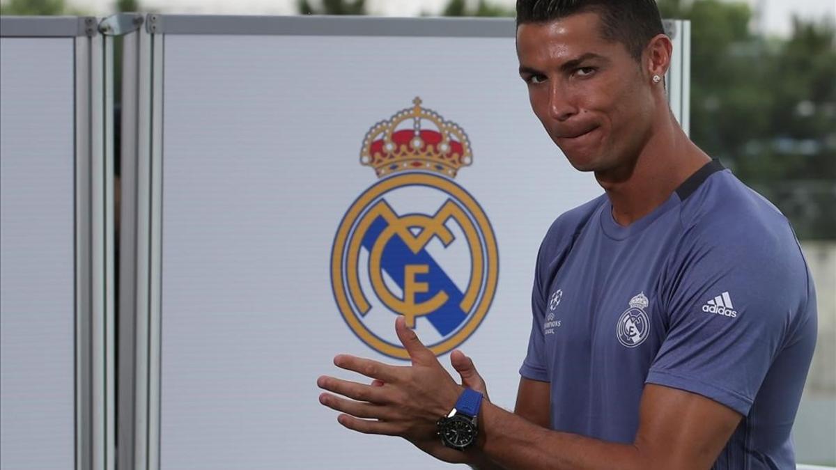 Cristiano Ronaldo, durante la jornada de puertas abiertas a la prensa de este martes en Valdebebas