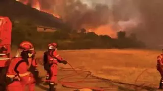 Vecinos de las Cinco Villas, desde el incendio forestal de Orés (Zaragoza): "El fuego está en las paredes del cementerio y está saltando"