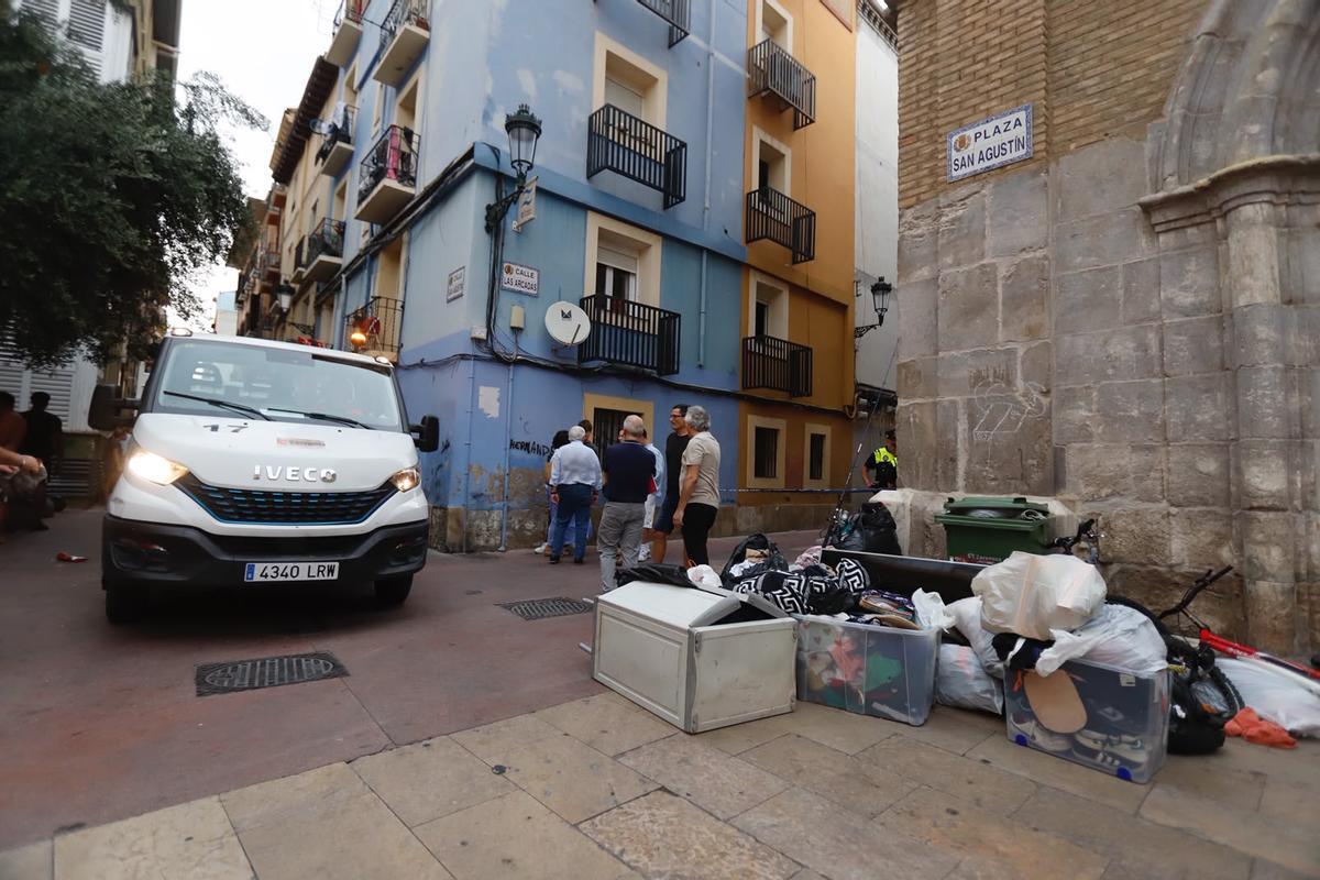 Derrumbe en la calle Arcadas de Zaragoza.