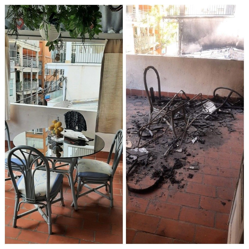 So sah die Terrasse von Achinelli vor und nach dem Brand aus