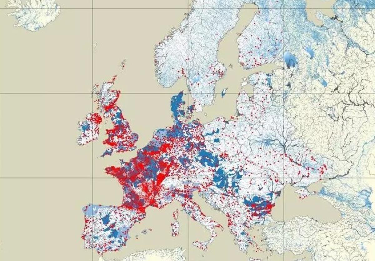 Mapa de vertederos, en rojo, y de aguas subterráneas en mal estado