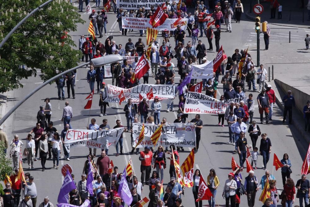 Manifestació del Primer de maig a Girona.