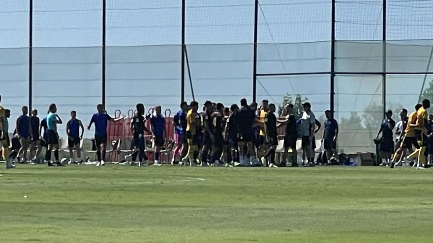 Imagen de la pelea entre jugadores del Levante y los Wolves