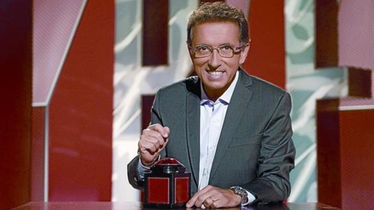 El presentador Jordi Hurtado, durante la grabación del concurso 'Saber y ganar'.