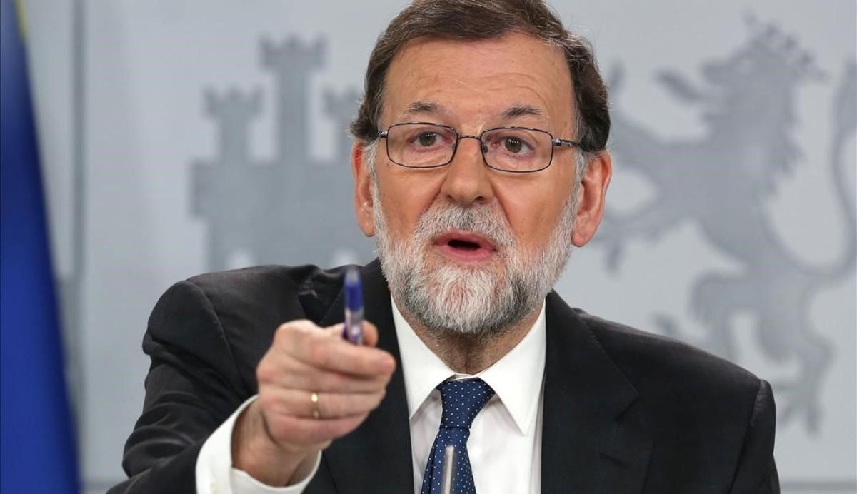 Mariano Rajoy, en la rueda de prensa extraordinaria que ha ofrecido este viernes en la Moncloa.