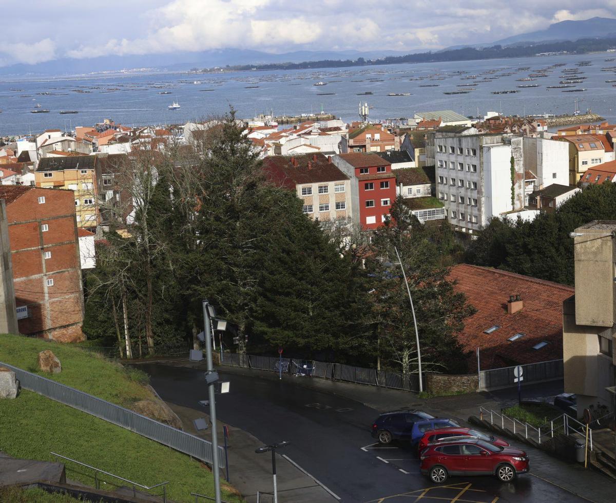Una vista del centro urbano de O Grove desde Monte da Vila.