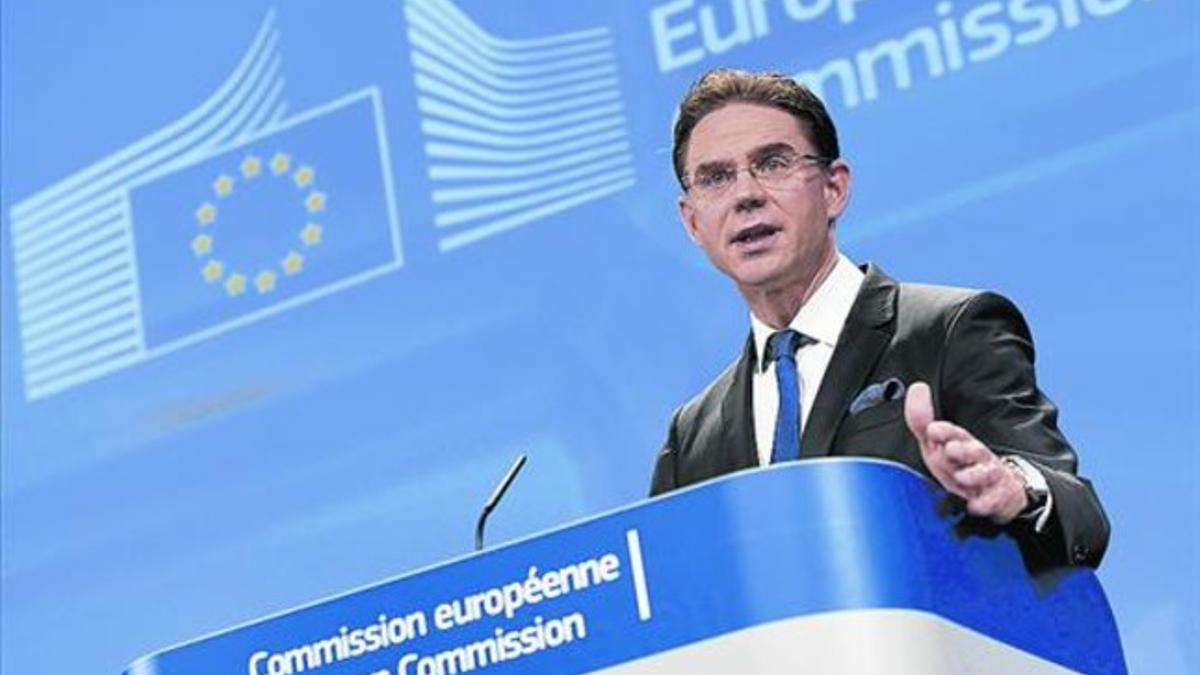 Jyrki Katainen, vicepresidente de la Comisión, en una rueda de prensa realizada ayer.