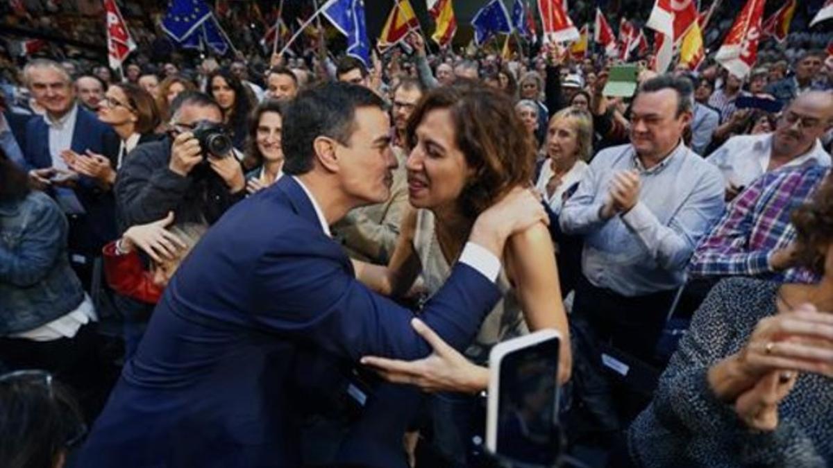 Pedro Sánchez e Irene Lozano, en un acto en Madrid.