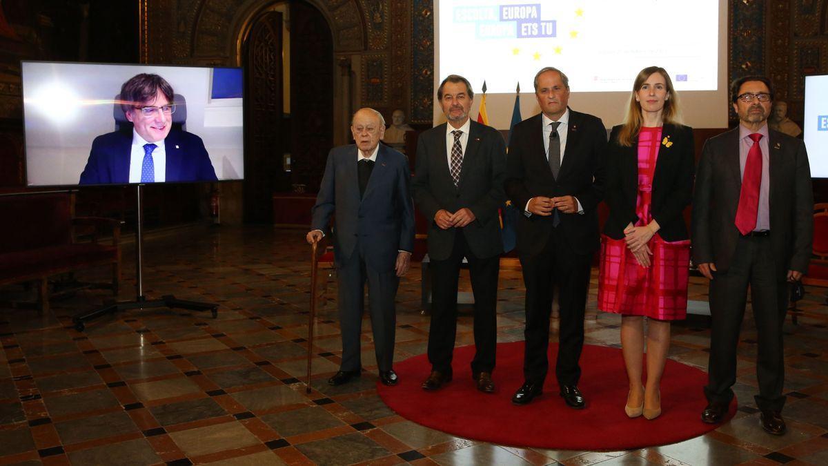 El acto con los cinco &#039;expresidents&#039; en Barcelona.