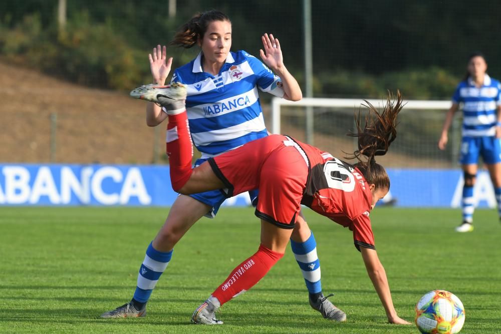 El equipo coruñés, superior, golpea tras el descanso con tantos de Peke, Gaby y Maya Solo el todopoderoso Barça, que hoy visita Huelva, puede igualar sus 13 puntos.