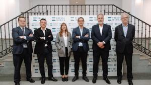 Carlos Aguirre, Javier Donato, Beatriz Molina, Francisco Reina, Miguel Mayrata y Martí Saballs antes de la mesa redonda Iniciativas de desarrollo del biogás en España