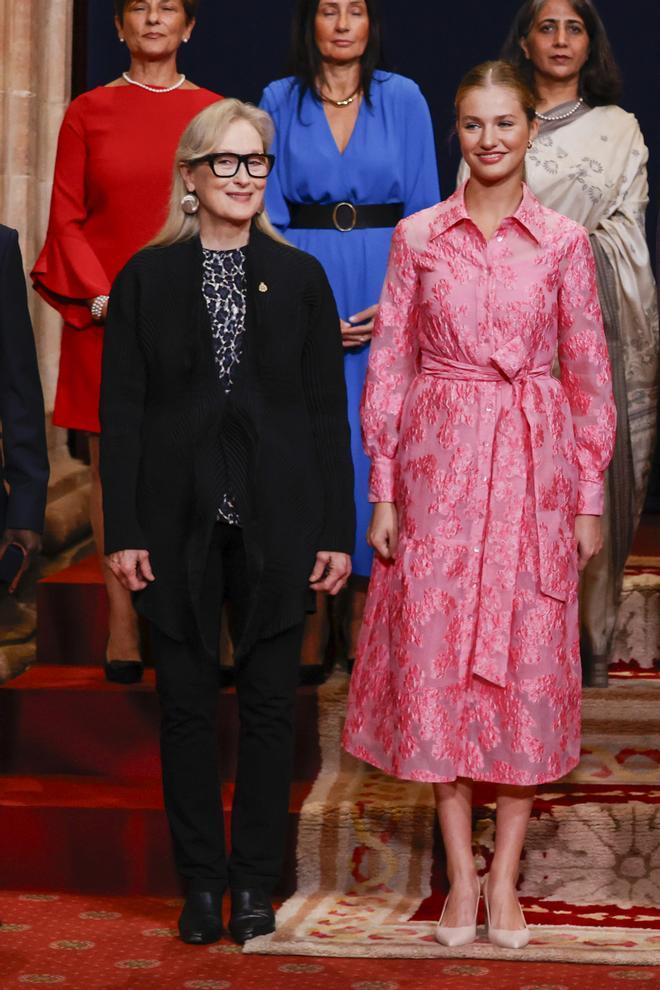 Meryl Streep y la princesa Leonor, en la recepción previa a los Premios Princesa de Asturias 2023