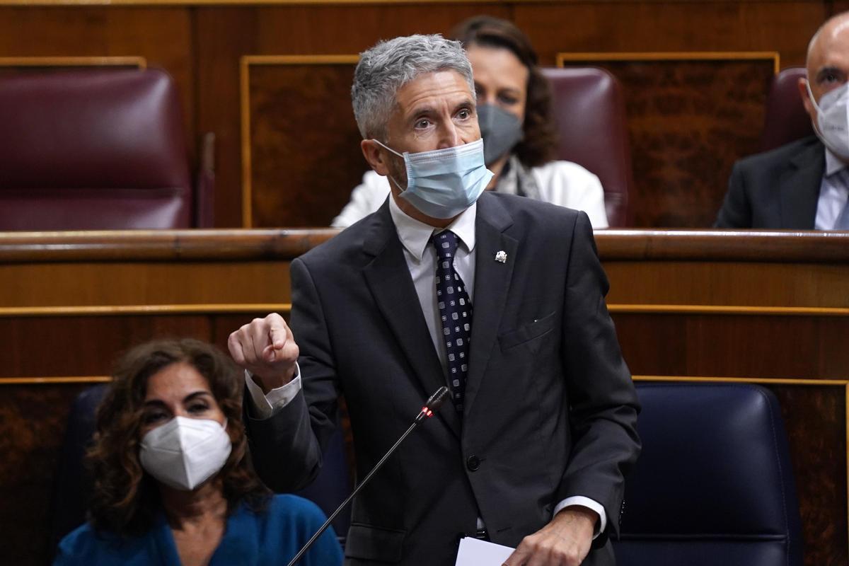 Fernando Grande-Marlaska, durante la sesión de control al Gobierno en el Congreso.