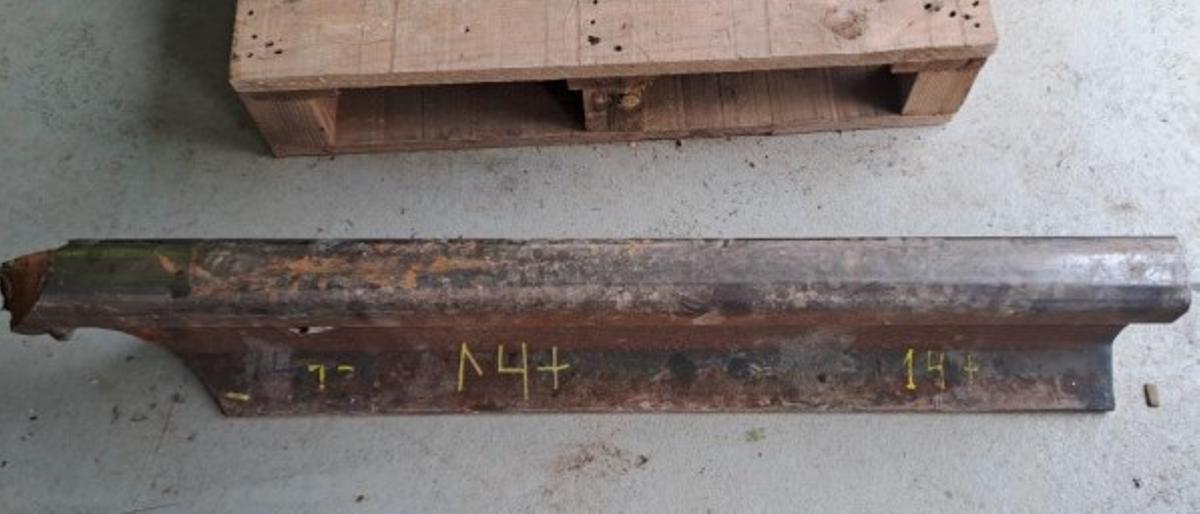 Soldadura de un cupón recogida por Adif en el lugar del accidente de Adamuz a finales de enero.